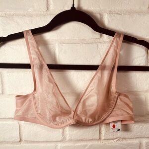 NWT Soma Sheer Shape Unlined Underwire Plunge Bra 34 A Adobe Rose #0390